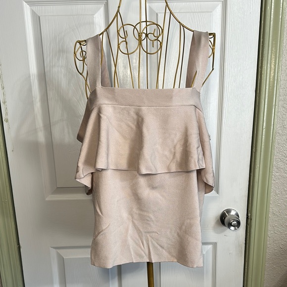 Express Tank Ruffle Cream Layered Top - Picture 1 of 6